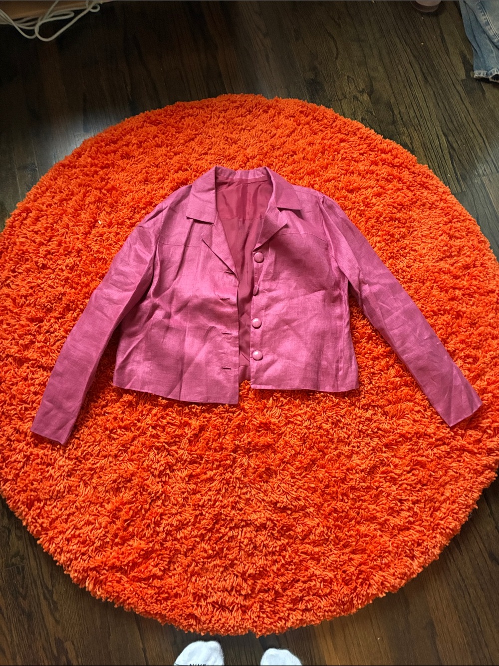 Cropped Pink Button-Front Blazer